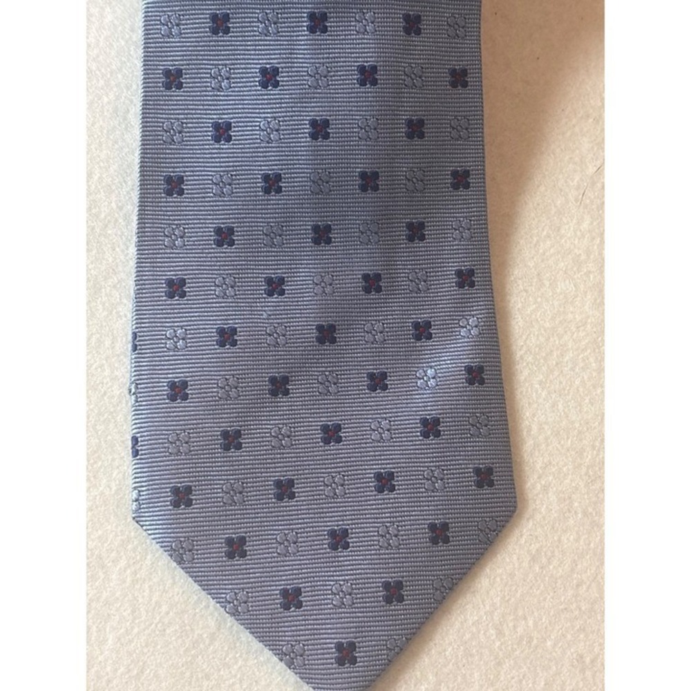 Faconnable Silk Tie Mens OS Blue Floral Medallion Made In France